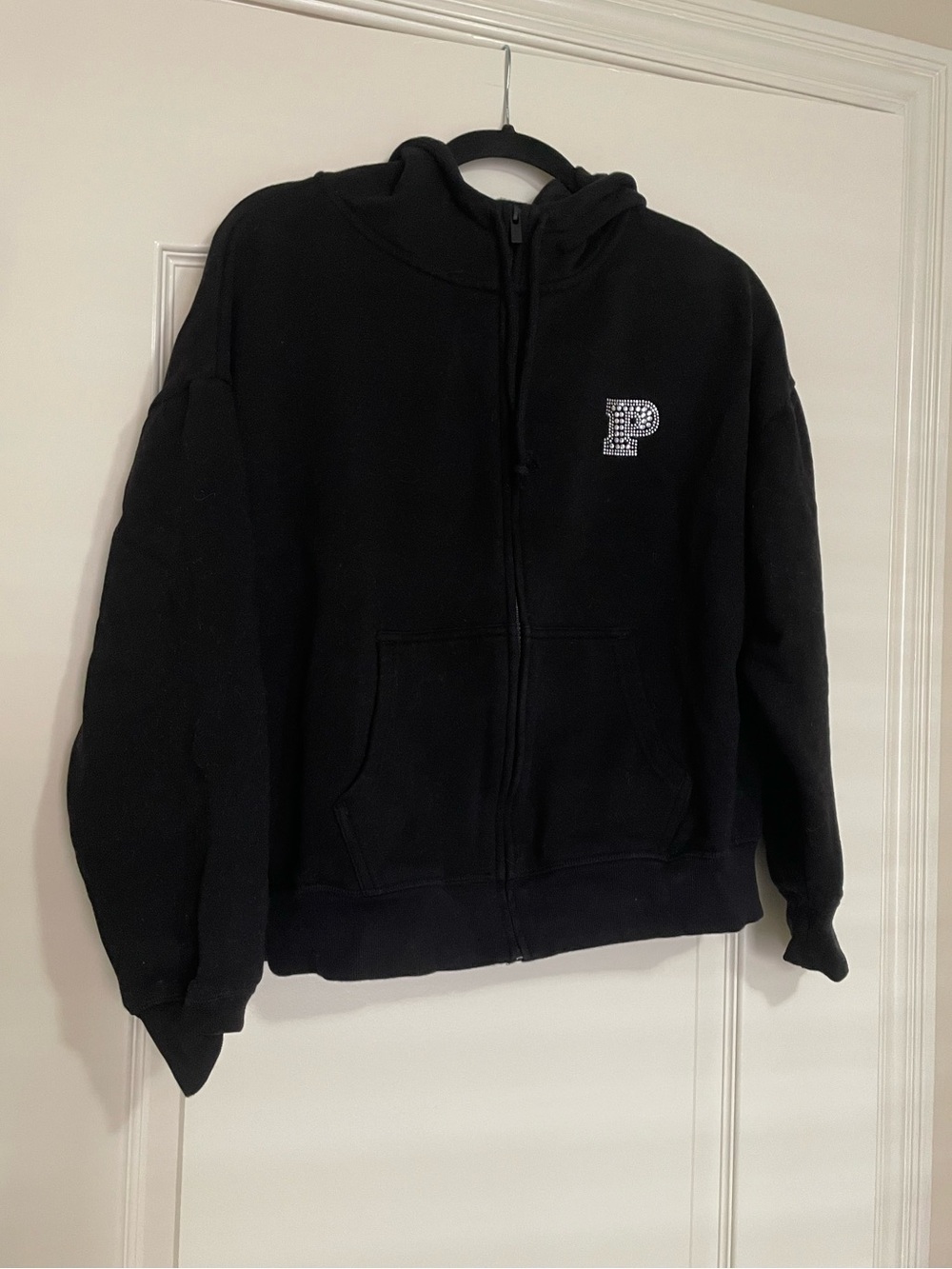 Victoria’s Secret Pink Black Bling Full Zip Up Jacket